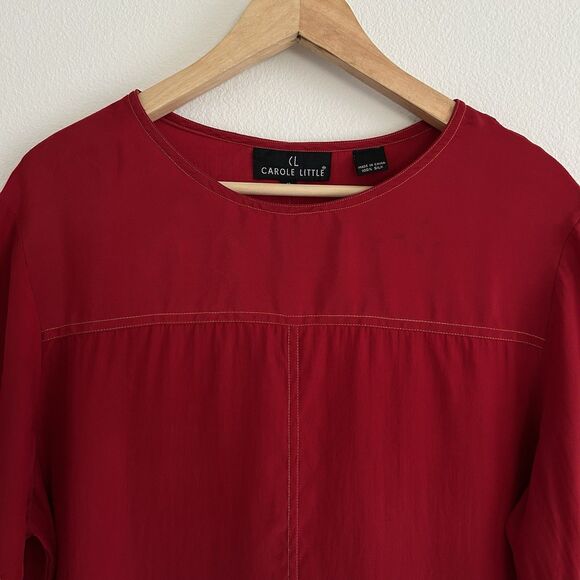 Vintage Carole Little Red Silk Tunic Top Size 6 READ - Picture 5 of 13